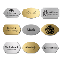 Custom Engraved Name Plate – Brushed Gold or Silver ABS – Personalized Desk Name Tag, Door Sign, Office Plaque – Multiple Shapes & Sizes